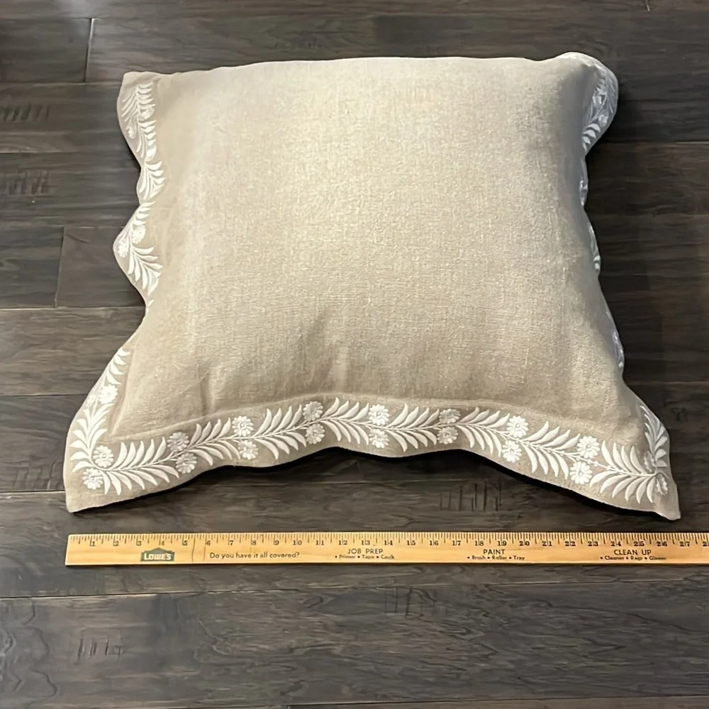 Ralph Lauren Braedyn Dark Natural Linen Floor Throw Pillow 22”x22” new